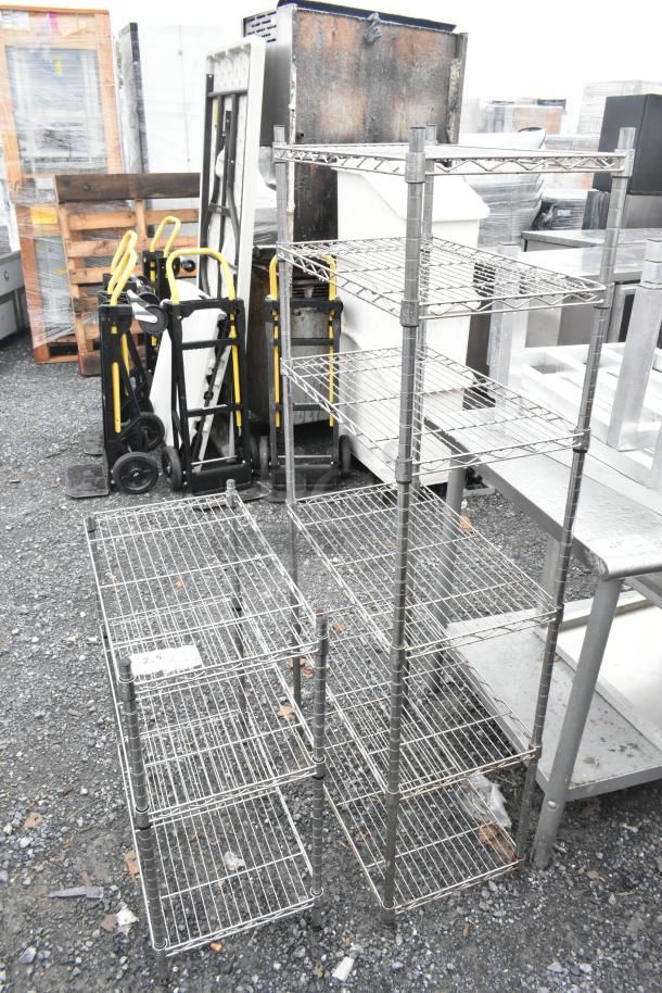 Two chrome wire shelves, dimensions 14x24x31 and 14x24x59. Buyer dismantles. Consider freight charges.