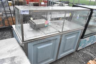 Delfield SE-H4 stainless steel steam table, visible glass crack, 120/208V, 1 phase, stickers and markings present.