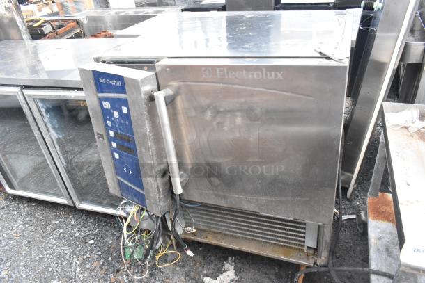 Electrolux Stainless Steel Air-o-chill Blast Chiller, featuring digital controls and visible cables, showing signs of use.