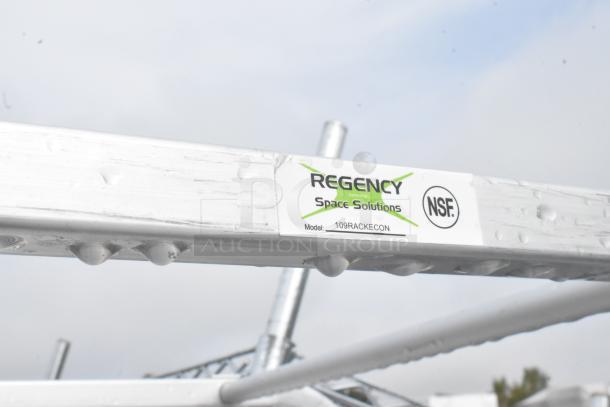 Regency Space Solutions metal pan transport rack on commercial casters, Model 109RACKECON, NSF certified.