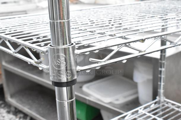 Chrome finish 6 tier wire shelving unit with NSF marking, dismantling required, consider freight charges.