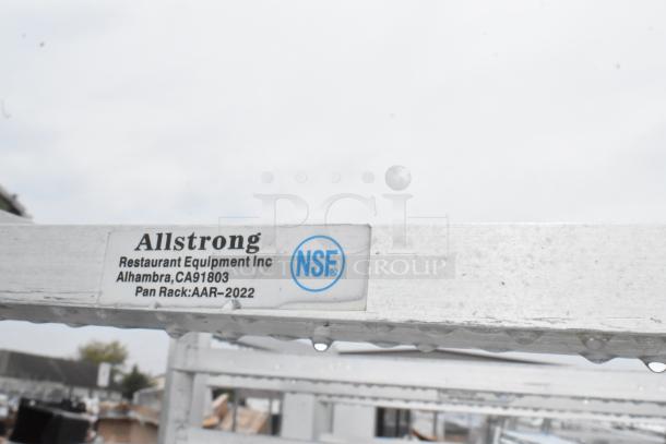 Allstrong metal pan transport rack with commercial casters, model AAR-2022, NSF certified, good condition.