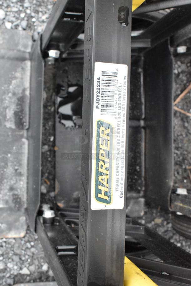 Harper PJDV2223A furniture dolly, frame capacity 400 lbs, 4-wheel, visible branding label and model number.