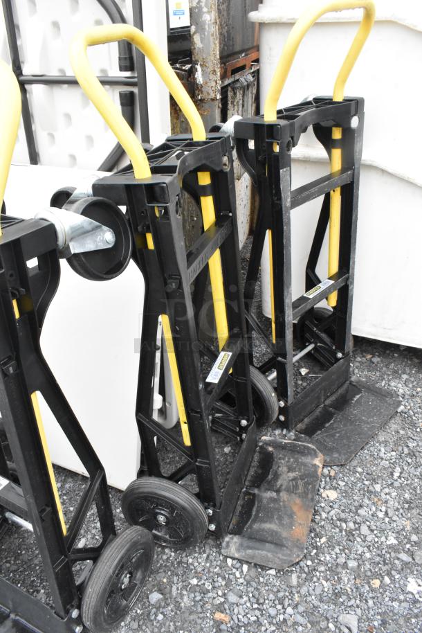 Set of 3 Harper PJDV2223A furniture dollies with yellow handles and black frames, in good condition.