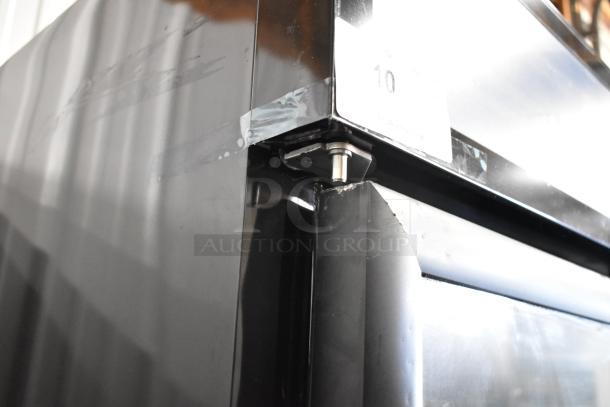 Mainstreet 829GMC49B metal cooler corner detail, showing minor scratches; 2-door reach-in design with poly-coated racks.