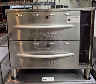 Serv-Ware warming drawer model ENDWX-2-1, stainless steel, dual drawers, tested and working, less than 3 months old, 120V.