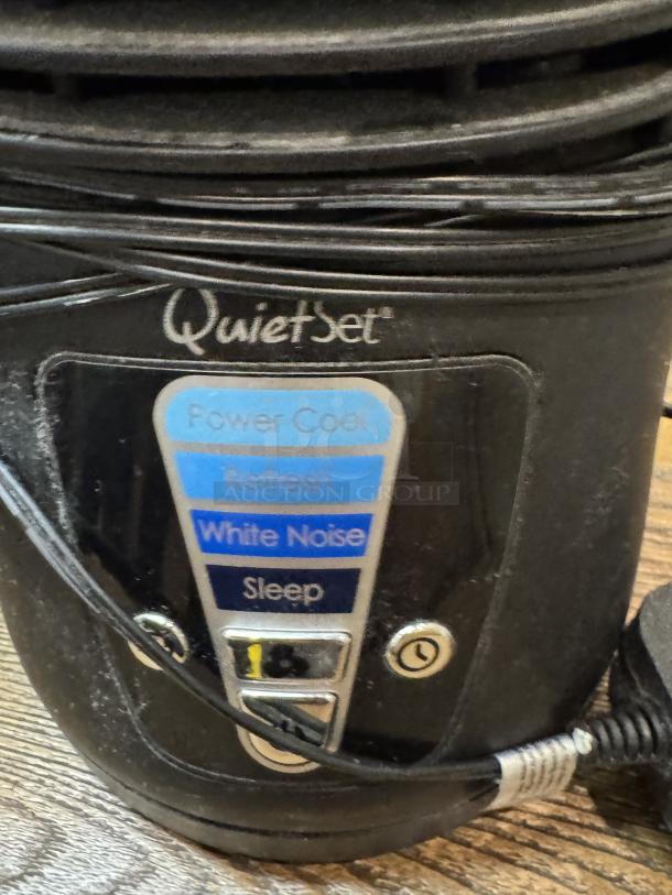 Honeywell QuietSet fan, tested and working, features Power Cool, Refresh, White Noise, and Sleep modes.