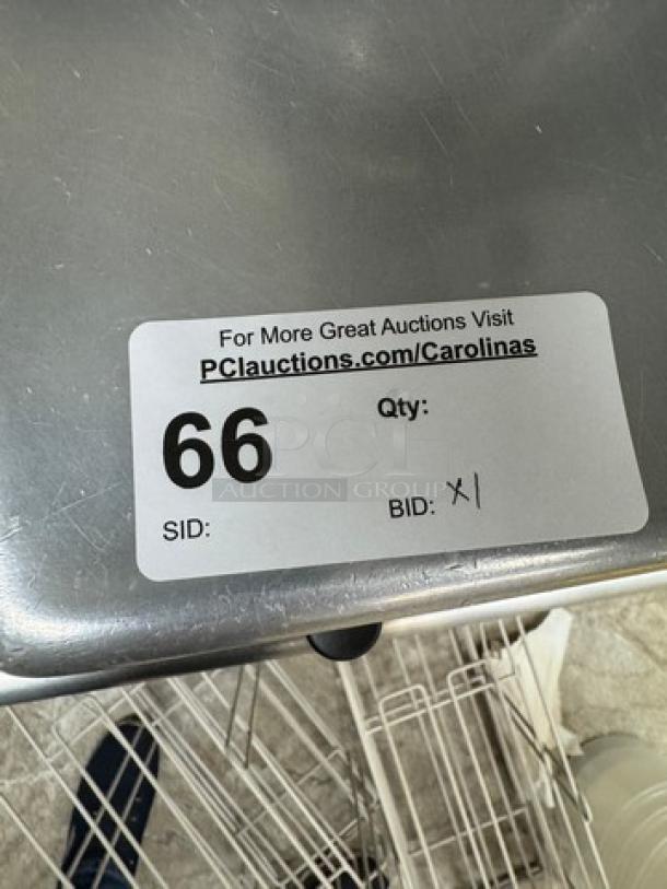 Berkel Slicer Model 919/1, 115V, 1 Phase, tested & working. Auction label reads "66" with website link.