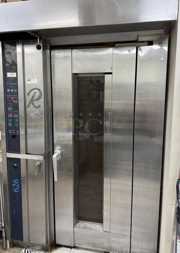 Revent 626 Nat Gas Commercial Bakery Rack Oven, stainless steel, tested and working, with control panel and "R" logo.