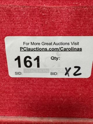 Portable Metro warming box on a dollie with auction label. Label shows "161" and "Qty: 2."