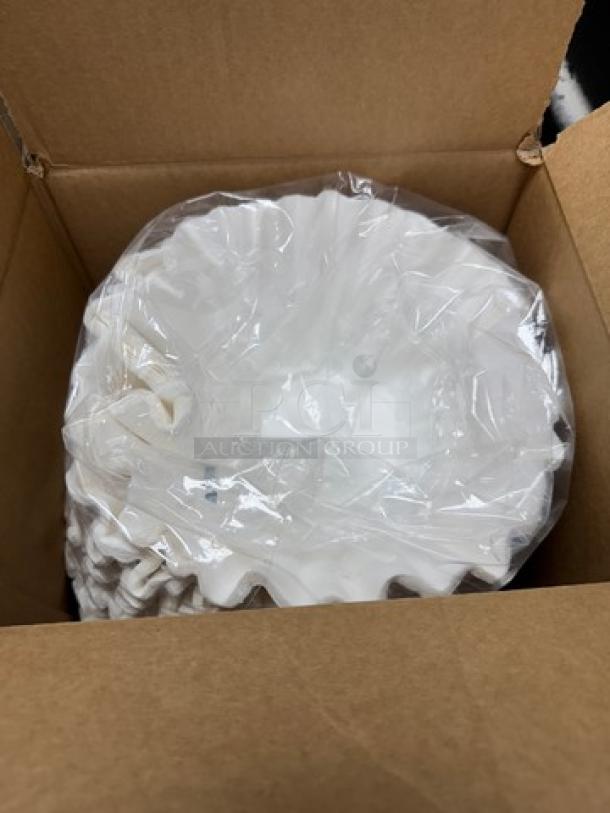 New Bunn Coffee/Tea Filters, Model 1M500/2, medium size, sealed in plastic, in an open cardboard box.