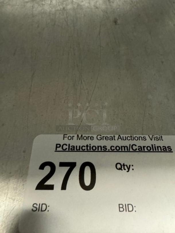 Winholt Metal Rack with 4 Shelves, Model SCASS-2148, sturdy construction, good condition. Auction label shows lot number 270.