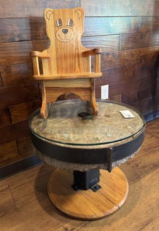 Childrens Table made of Stone, Metal and Wood with Bear Chair - Item #1210951