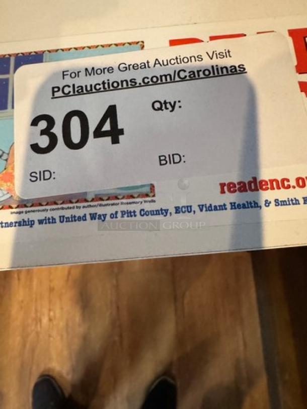 Auction label for item 304, promoting PCauctions.com/Carolinas, includes partnership details and space for bid information.