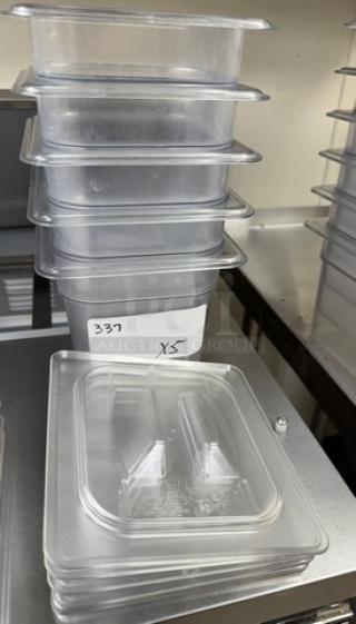 Stack of Vigor Acrylic Pans, size 1/3 x 6 inches, new condition, labeled "337 X5," showing five pans for auction.