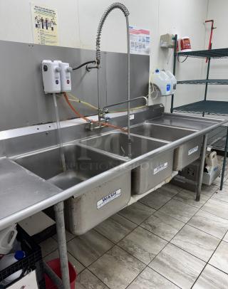 3 Compartment Sink with Drainboards and Pre-Rinse Faucet - Item #1211306
