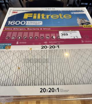 Filtrete 1600 Filters, 20x20x1, pack of 4. Captures bacteria and viruses, ultra allergen filter, new in package.