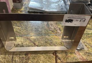 New metal menu holder, stainless steel, modern design, unused condition. Auction tag indicates quantity of 518.