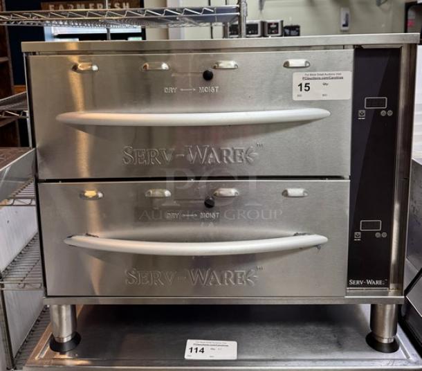Serv-Ware Warming Drawer, model ENDWX-2-1, stainless steel, dry/moist settings. Tested, working. Less than 3 months old.