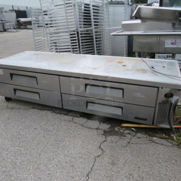 Turbo Air 4 Drawer Chef Base, Model TCBE-96SDR, 96"x2"x25.5", used, non-cooling condition, 115V power.