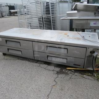Turbo Air 4 Drawer Chef Base, Model TCBE-96SDR, 96"x2"x25.5", used, non-cooling condition, 115V power.