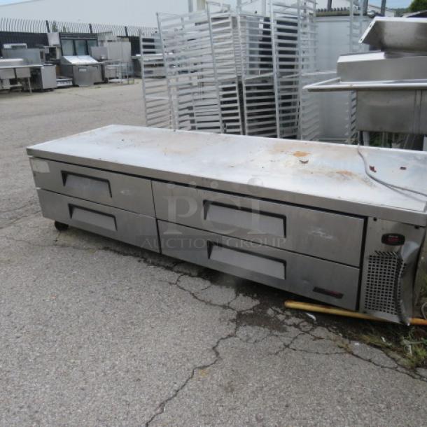 Turbo Air 4 Drawer Chef Base, Model TCBE-96SDR, 115 Volt, size 96x2x25.5 inches, non-cooling, outdoor condition.