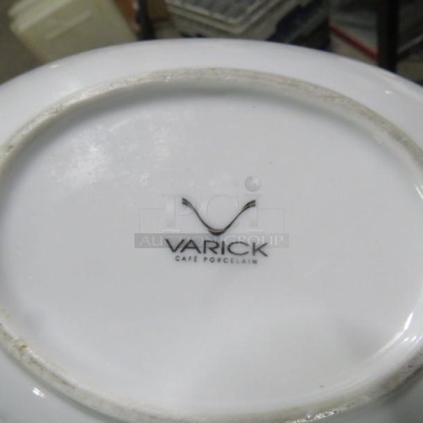 Varick 10x6.5 serving dish, white porcelain, Varick logo on base, excellent condition, model 5XBID.