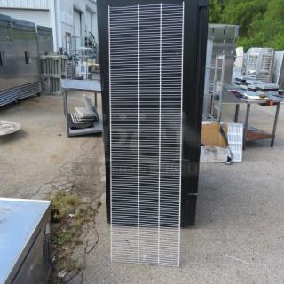 Wire shelf, 72x20 inches, in good condition. Made of durable metal with a white finish, suitable for storage use.