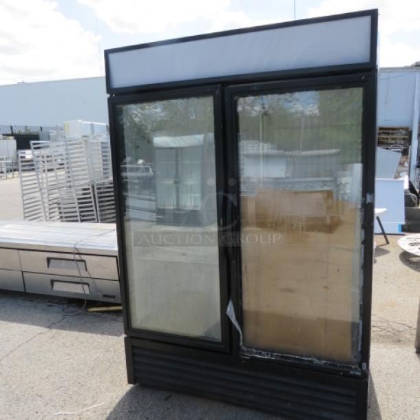 True 2 Door Glass Display Freezer, Model GDM-49F-HC-TSLO1, with 4 Racks. Untested. Measures 54"x30"x79", 115-208-230V, 1 Phase.