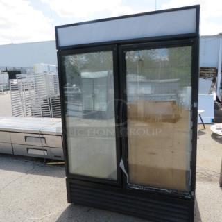 True 2 Door Glass Display Freezer, Model GDM-49F-HC-TSLO1, with 4 Racks. Untested. Measures 54"x30"x79", 115-208-230V, 1 Phase.