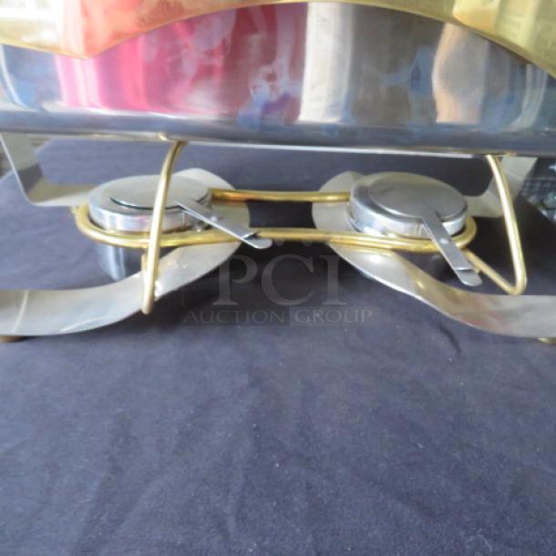 New 9 Quart Vollrath Panacea chafer, stainless steel with 24 kt gold accents, model 48322, full size.