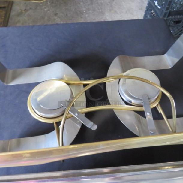 One NEW 9 Quart Vollrath Panacea Stainless Steel Chafer, Model 48322, with 24 kt gold accents, full-size, elegant design.