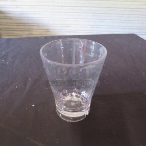 9oz Poly Rocks Bar Glass, clear, durable, ideal for outdoor events, model 10XBID, excellent condition.