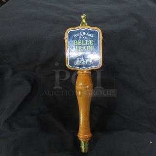 Hap & Harry's Belle Meade beer tap handle with wooden grip and brass finish. Excellent condition.