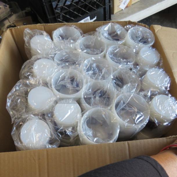 A case containing 1,000 Abita 14oz beer glasses, each wrapped in plastic.