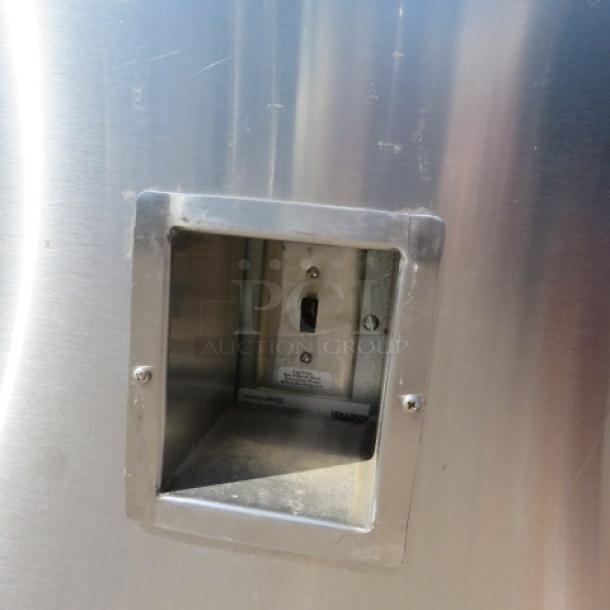 Vollrath stainless steel refrigerated cart, model 36652, on casters, 52x25x35.5 inches, 120V, used, minor scratches visible.
