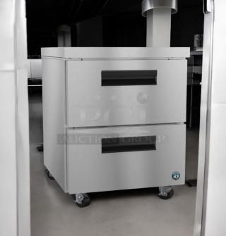 Continental Refrigerator CRM27-D, 27" two-drawer undercounter fridge, superb condition, fully tested, 115V, stainless steel, on casters.