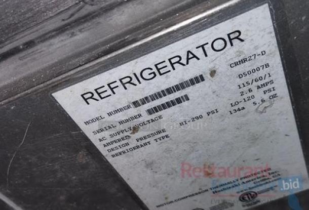 Continental Refrigerator CRM27-D label, model and voltage details, showcasing condition and specifications for auction.