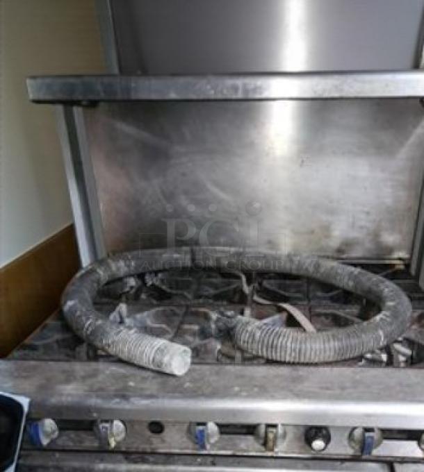 Imperial IR-6 36" 6-burner gas range, excellent condition, natural gas, standard oven, tested and working.