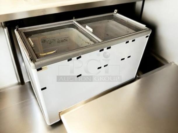 Excellence EDC-8HC ice cream dipping cabinet, 47.5", 12.5 cu ft, excellent condition, fully tested, 115V, two clear sliding lids.