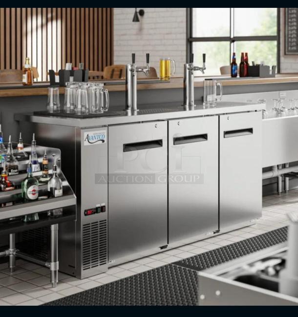 Avantco 178UDD72HCS triple tap stainless steel beer dispenser, 115V, in outstanding condition, fully tested and working.