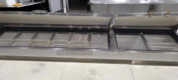 True TPP-67 Pizza Prep Table Refrigerator, 67", stainless steel, two-door, like-new condition, fully tested, 115V.