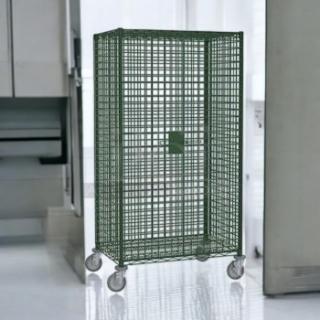 Brand new Metro SEC56VK3 mobile security cage cabinet, 24"x36"x63", original packaging, on wheels.