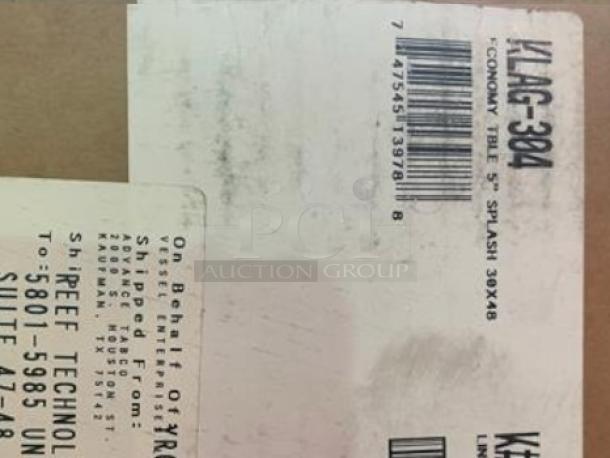 Brand New KAG-304 Stainless Steel Work Table with 5" Backsplash, 30" x 48", in Original Packaging, Economy Series.