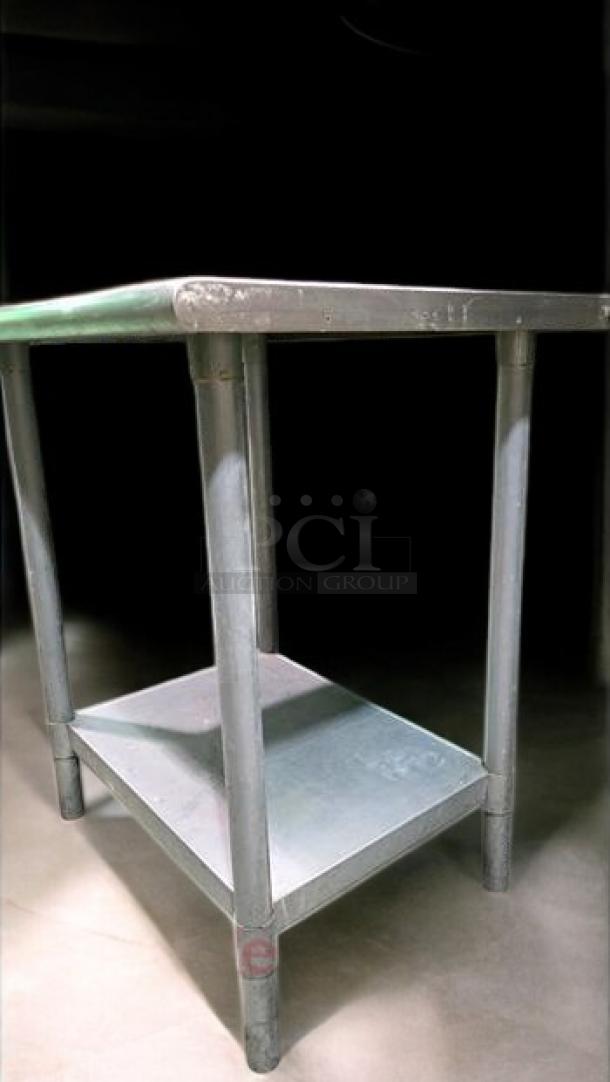 Brand new 30" x 30" stainless steel work table with undershelf, heavy-duty construction, Generic Commercial Foodservice model.