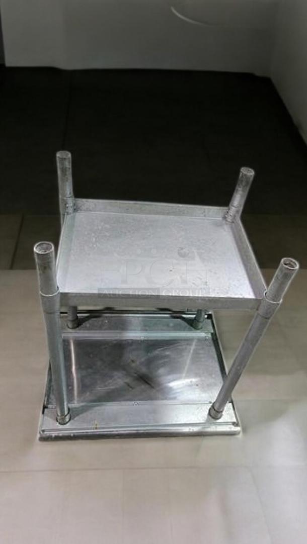 Brand new stainless steel work table with undershelf, 30" x 30", heavy-duty construction, Generic Commercial Foodservice model.