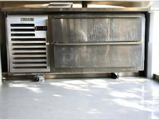Traulsen VE048HT refrigerated chef base, 2-drawer, stainless steel, excellent condition, 115V, fully tested and working.