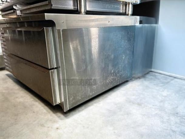 Traulsen VE048HT refrigerated chef base, stainless steel, two drawers, excellent condition, 115V, fully tested and working.