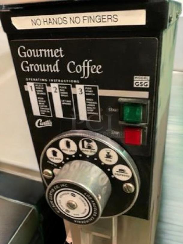 Wilbur Curtis GSG-3BLK Gourmet Coffee Grinder, excellent condition, 120V, fully tested, operational. Model GSG, US-made.