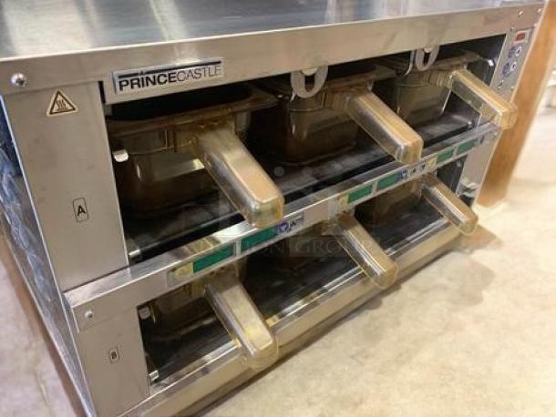 Prince Castle EHBP23 2x3 single holding bin, outstanding condition, stainless steel, 120V, fully tested, visible control panel.
